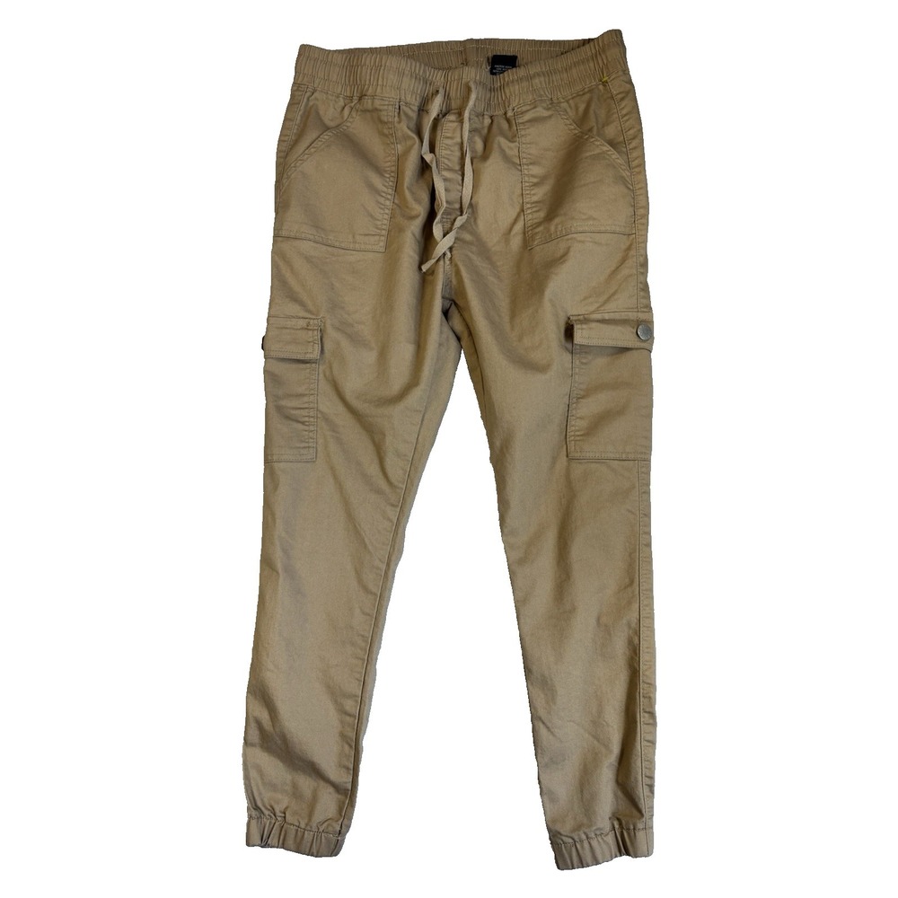 V.I.P. Juniors 17 Tan Twill Cargo Joggers Athleisure Active Urban Streetwear